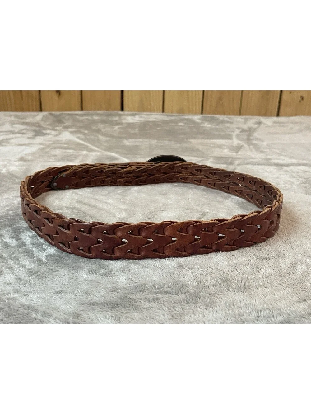 Mens Oden floral Leather Tooled Belt Buckle W/ Brown Leather Braided Belt